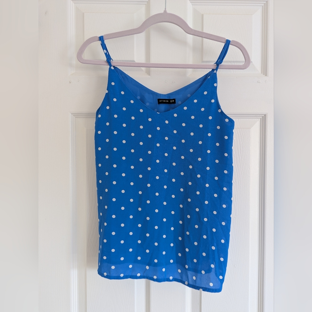 Cotton On Blue Polka Dot Blouse Top (Size XS)